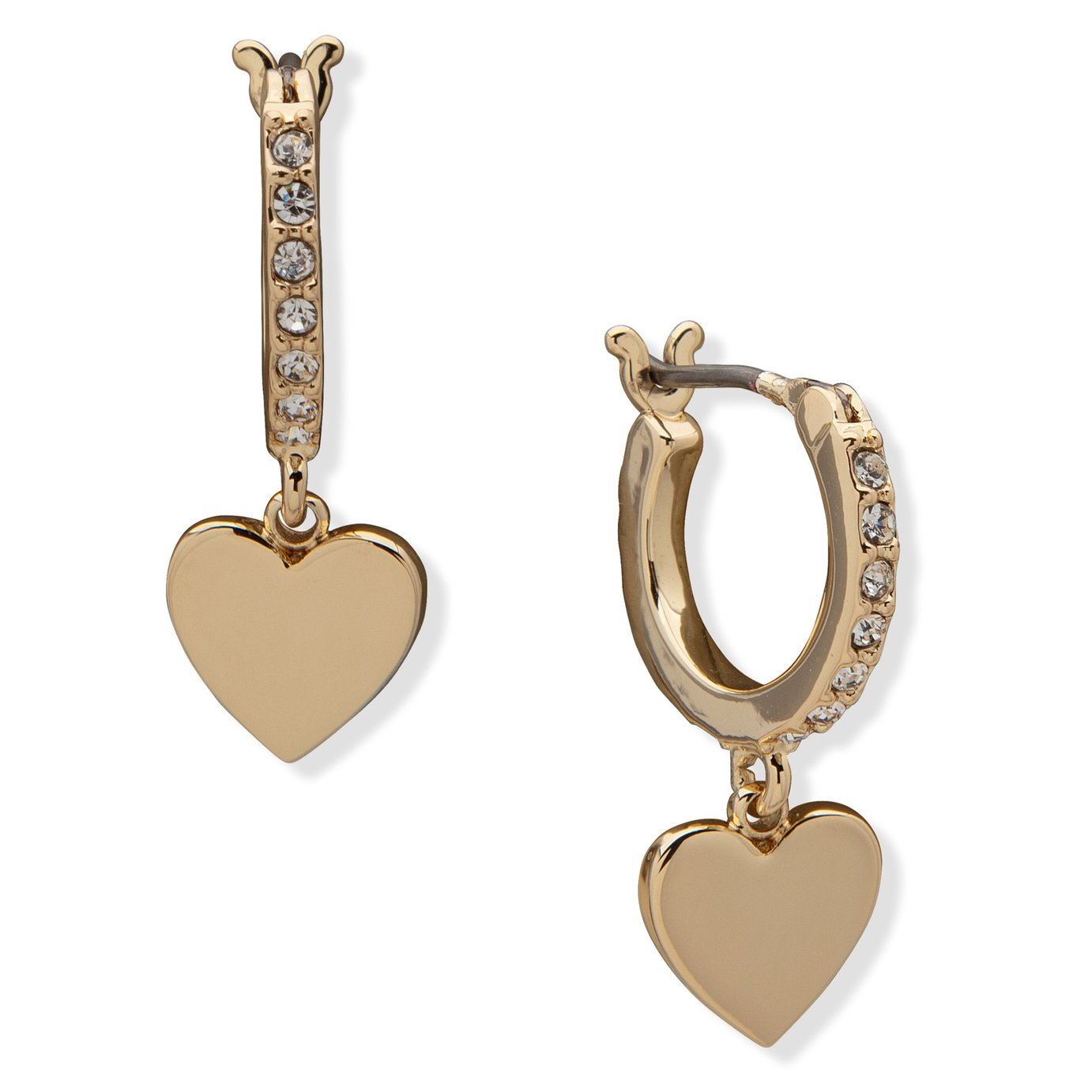 DKNY Yellow Gold Heart Cubic Zirconia Drop Earrings