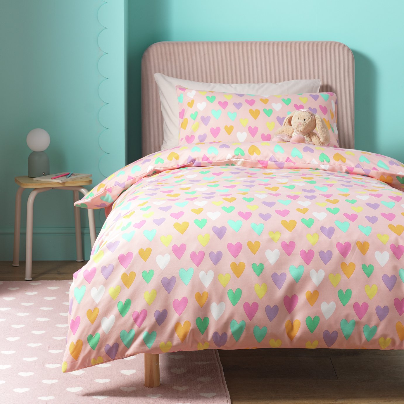 Argos Home Kids Hearts Pink Bedding Set - Double