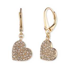 DKNY Yellow Gold Heart Cubic Zirconia Drop Earrings