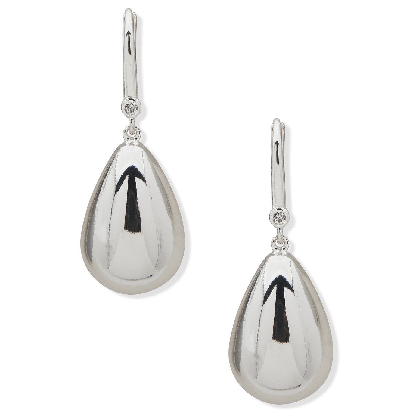 DKNY Silver Tone Puffy Teardrop Earrings