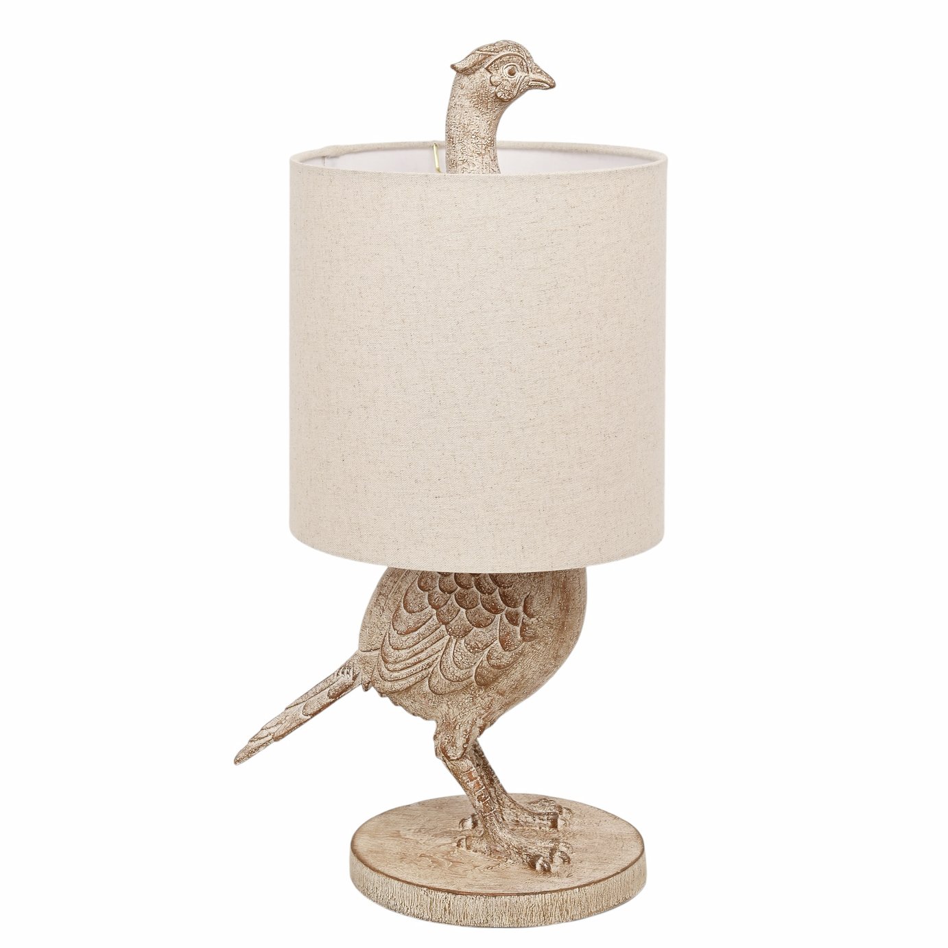 Hestia Wood Effect Pheasant Table Lamp 21 inch