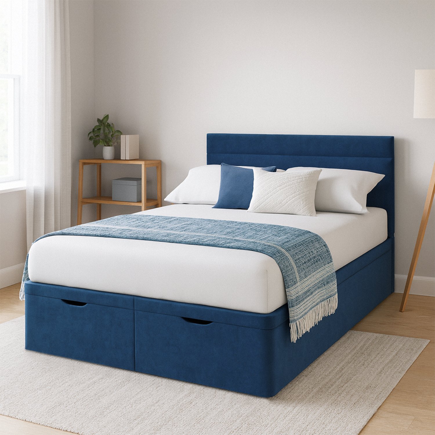 Millbrook Miller Kingsize Fabric End lift Ottoman Bed - Blue
