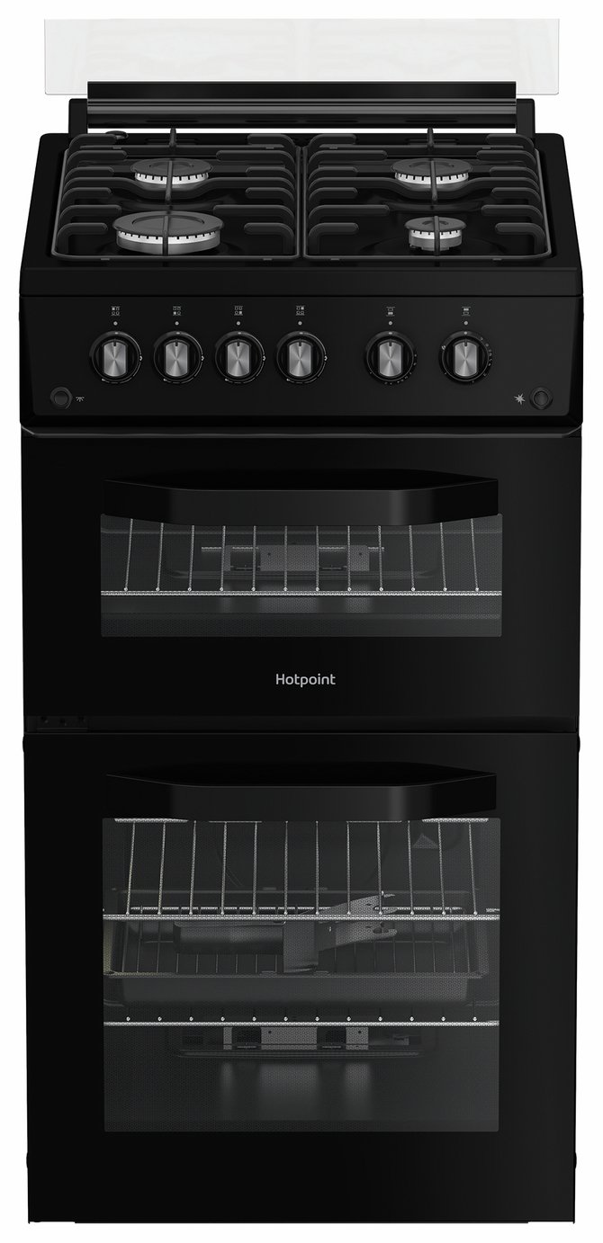 Hotpoint HDG5GCB 50cm Double Oven Gas Cooker - Black