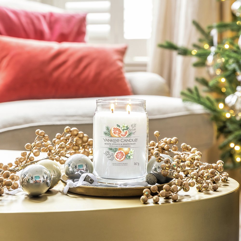 Yankee Candle Large Scented Candle-White Spruce & Grapefruit