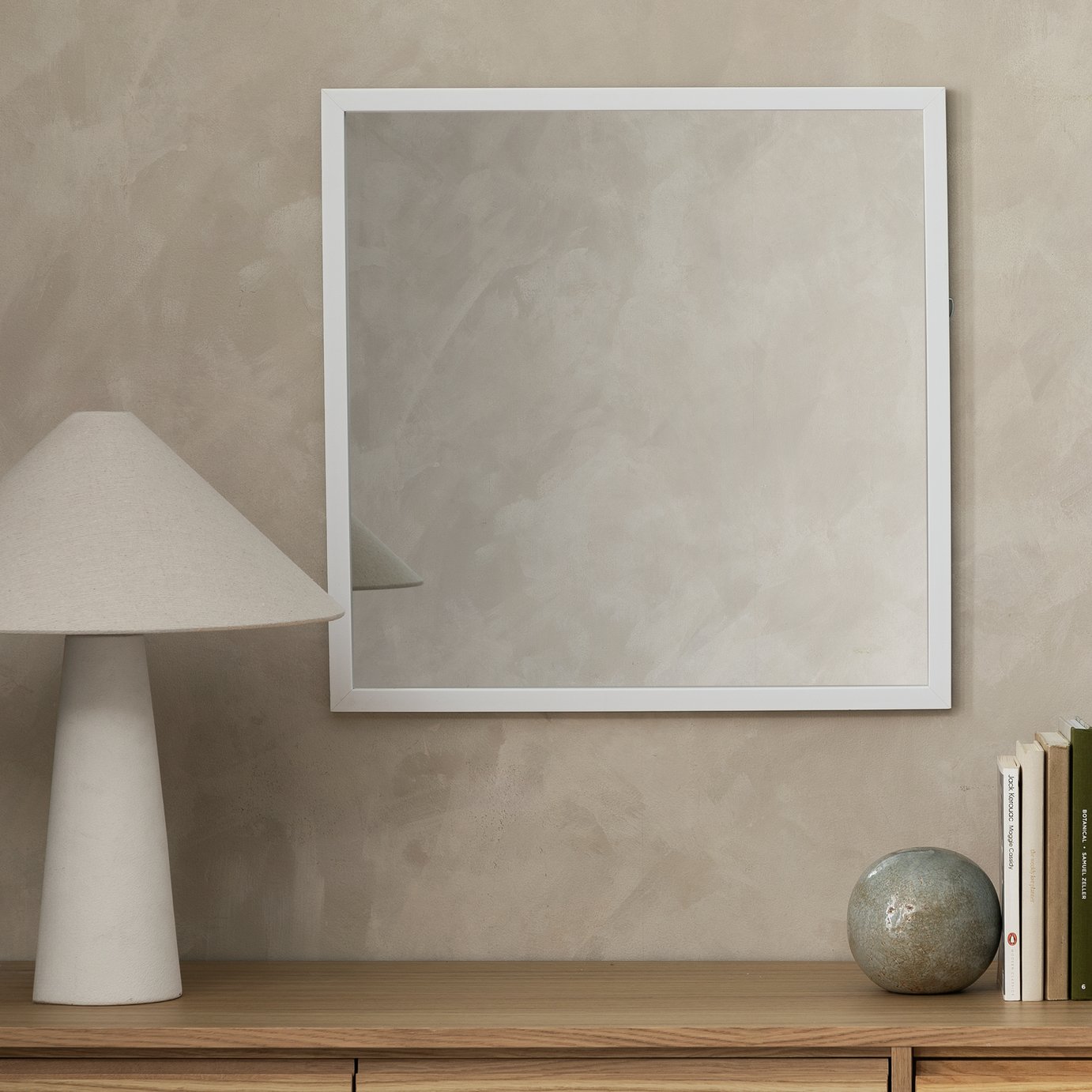  Home Essentials White Square Wall Mirror - 55x55cm
