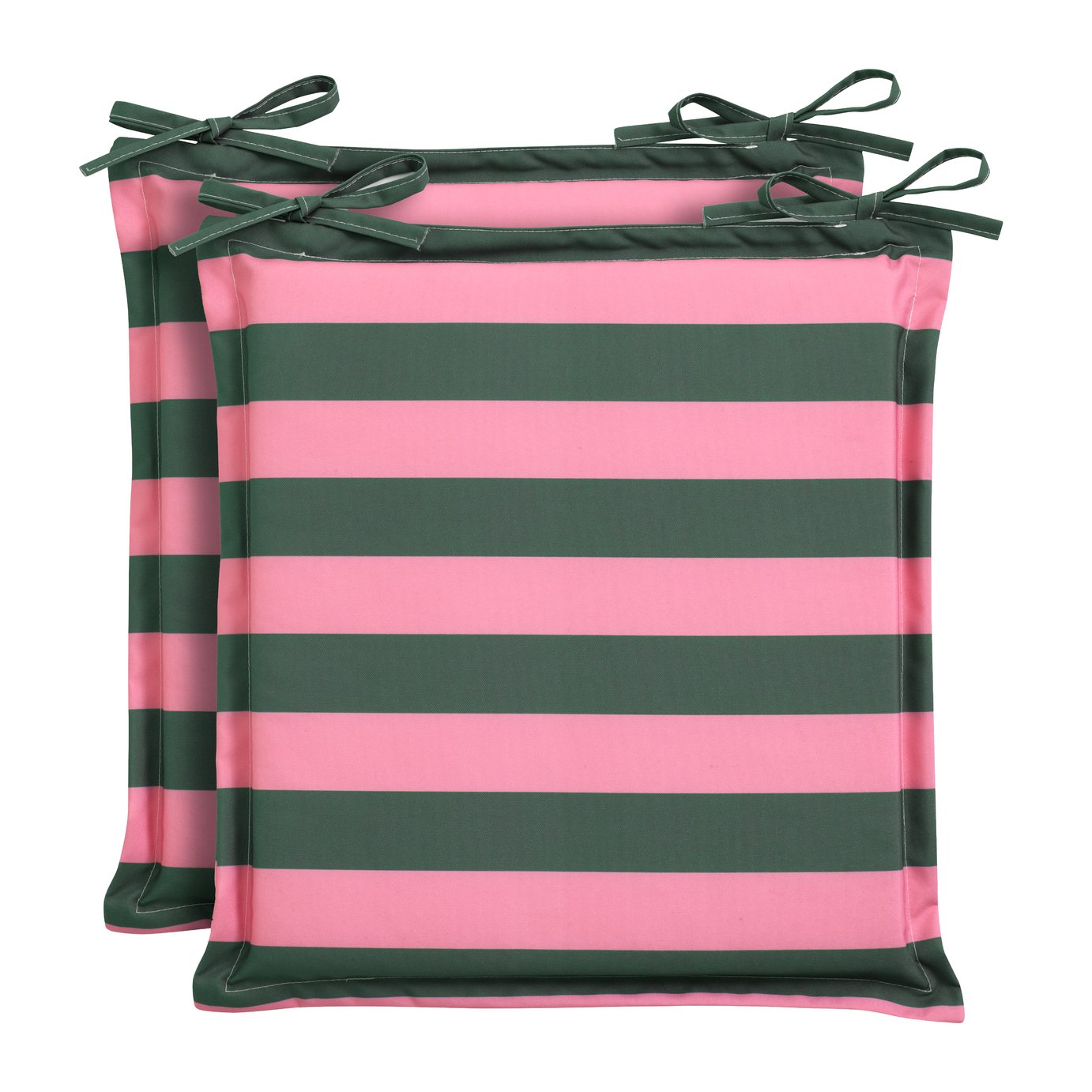 Habitat Stripe Outdoor Garden 2 Seat Cushions - Pink & Green