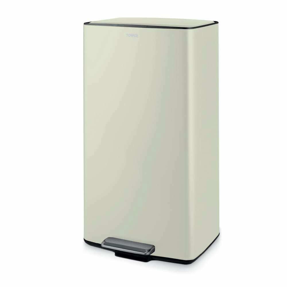 Tower 40 Litre Rectangular Pedal Bin - Cream