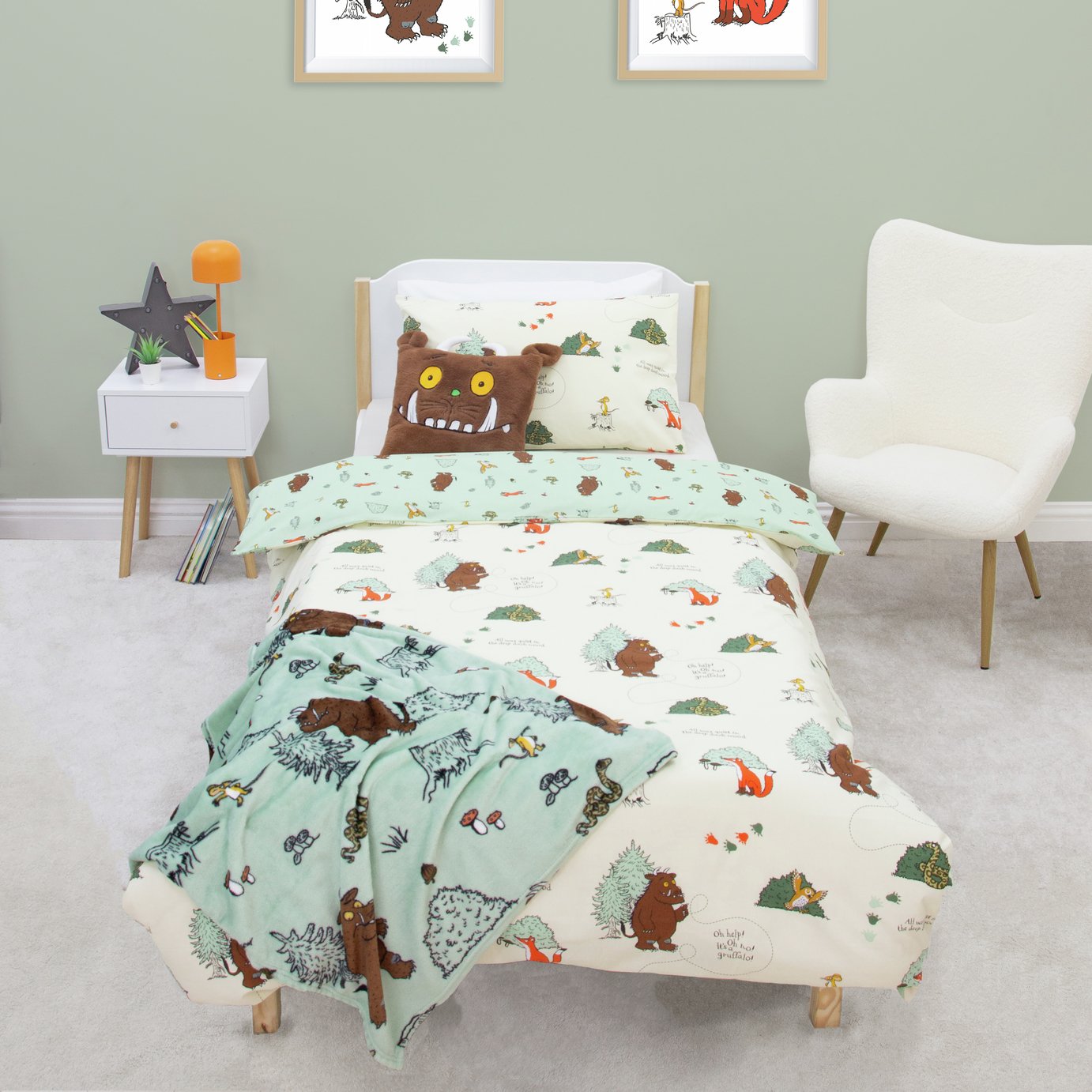 The Gruffalo Kids White & Green Bedding Set