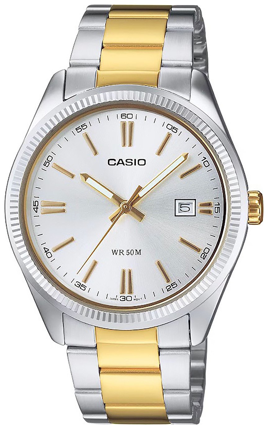 Casio Two Tone White Dial Stainless Steel Bracelet Watch