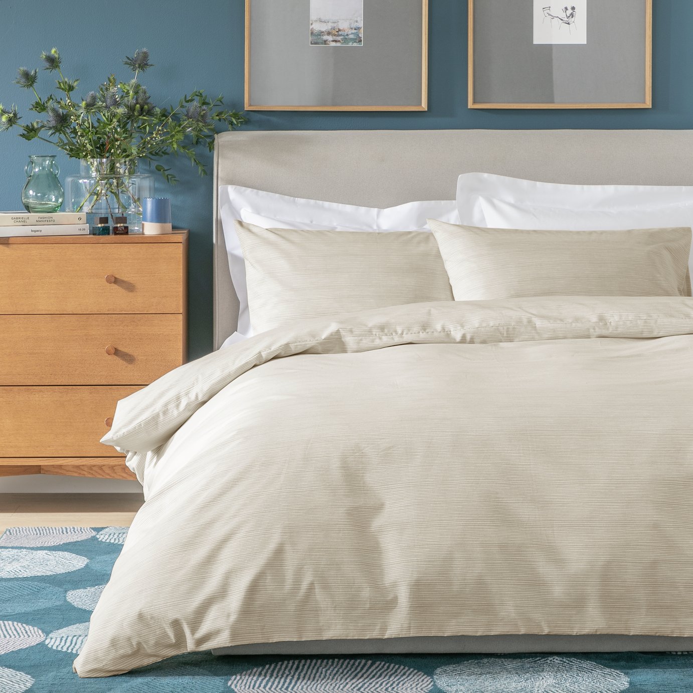 Habitat Stockholm Stripe Neutral Bedding Set - Superking