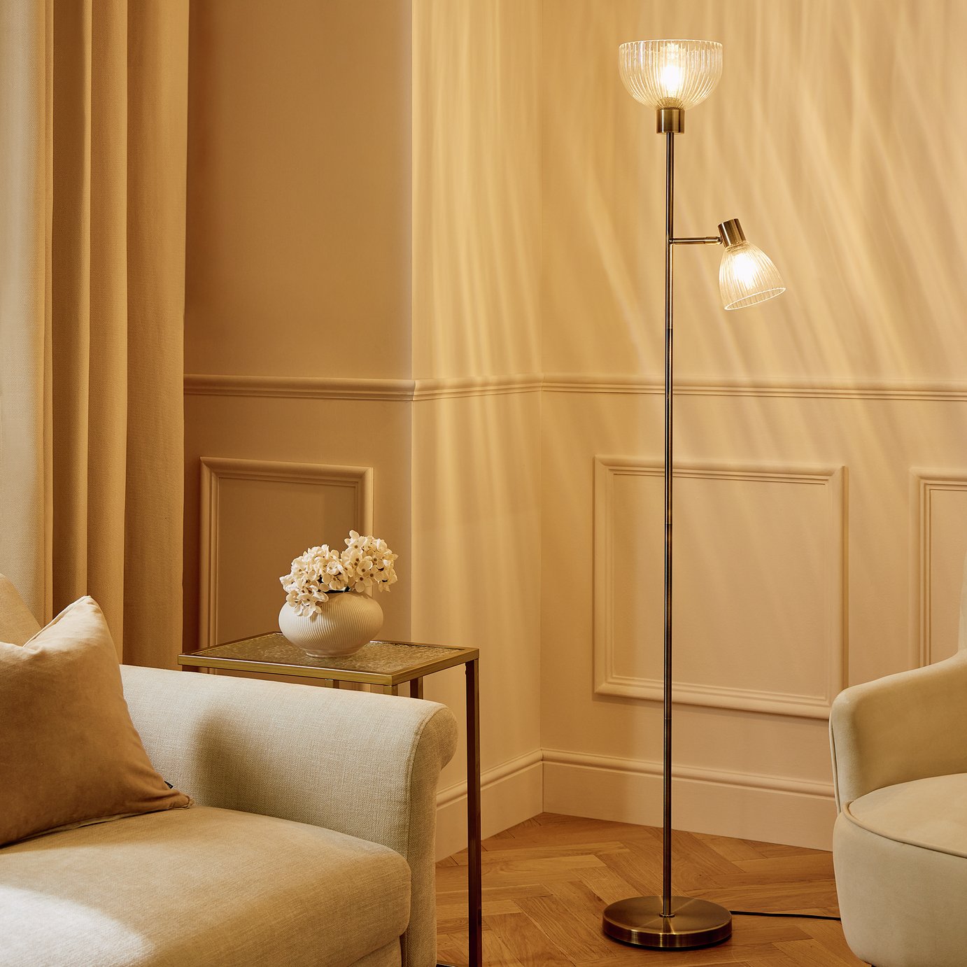 Argos Home Piper Father & Child Floor Lamp - Brass