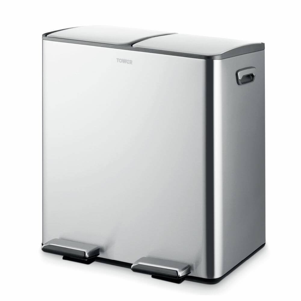 Tower 40L Twin Compartment Recycling Pedal Bin - Steel