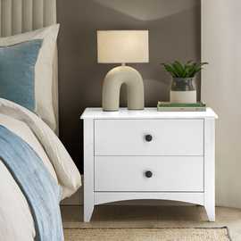 Argos Home Minato 2 Drawer Wide Bedside Table - White