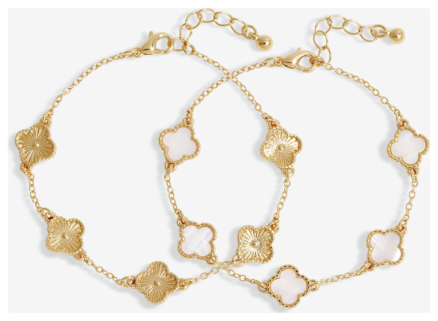 Lipsy Gold Mother Of Pearl Clover Bracelets - Pack of 2