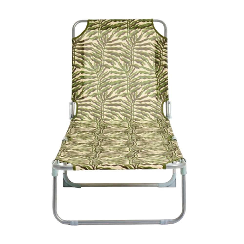 Habitat Leaf Print Folding Metal Sun Lounger - Green