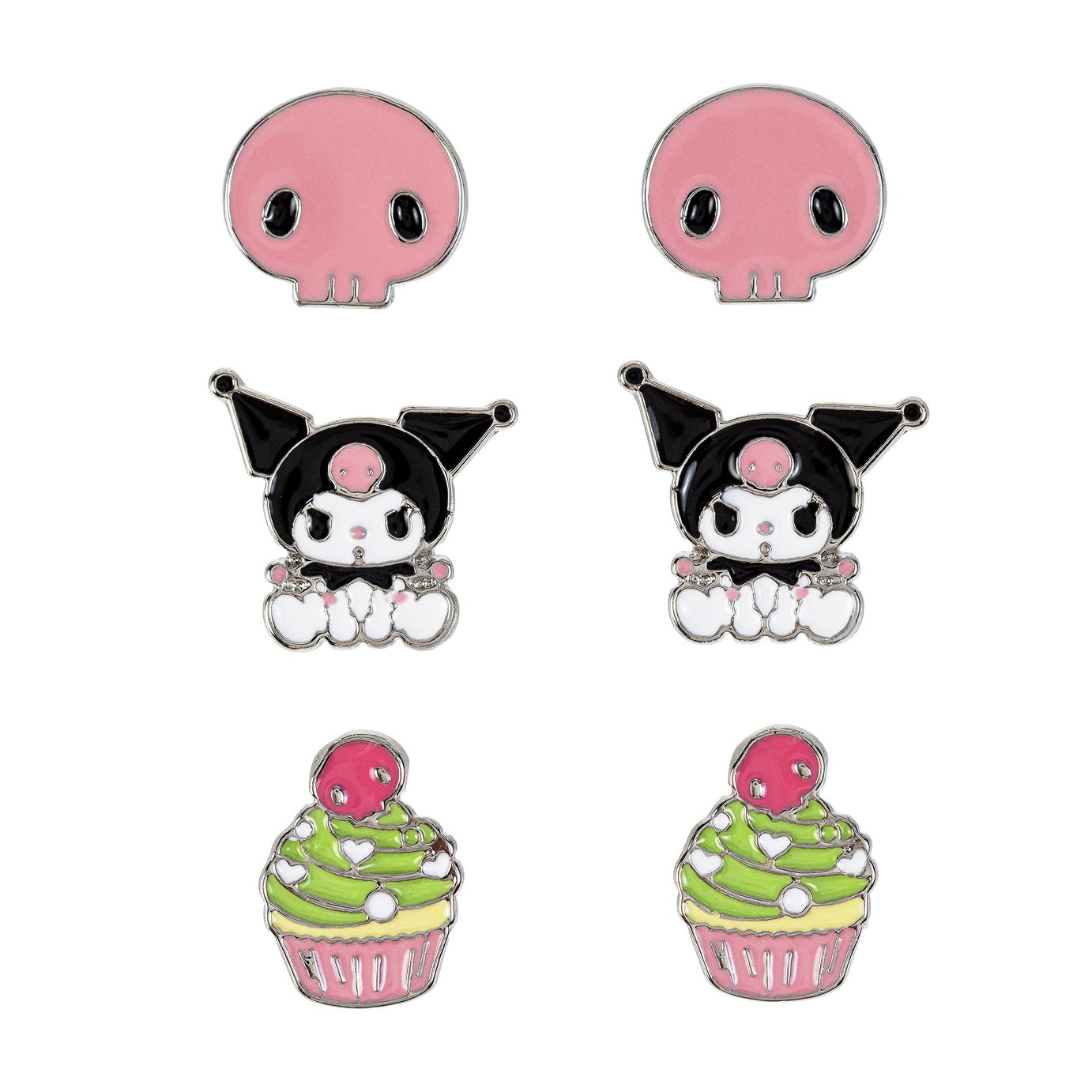 Hello Kitty Kuromi Kawaii Stud Earrings - Pack of 3