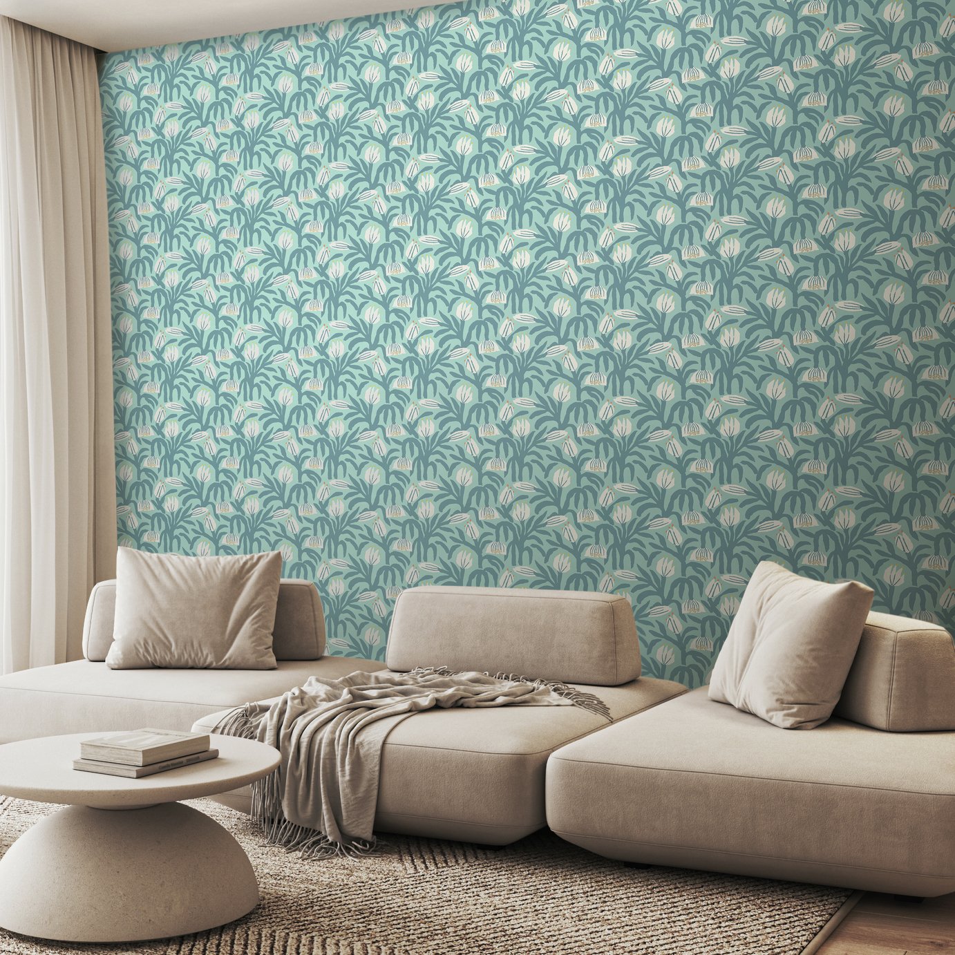 Hoopla Walls Chunky Flower Denim Wallpaper