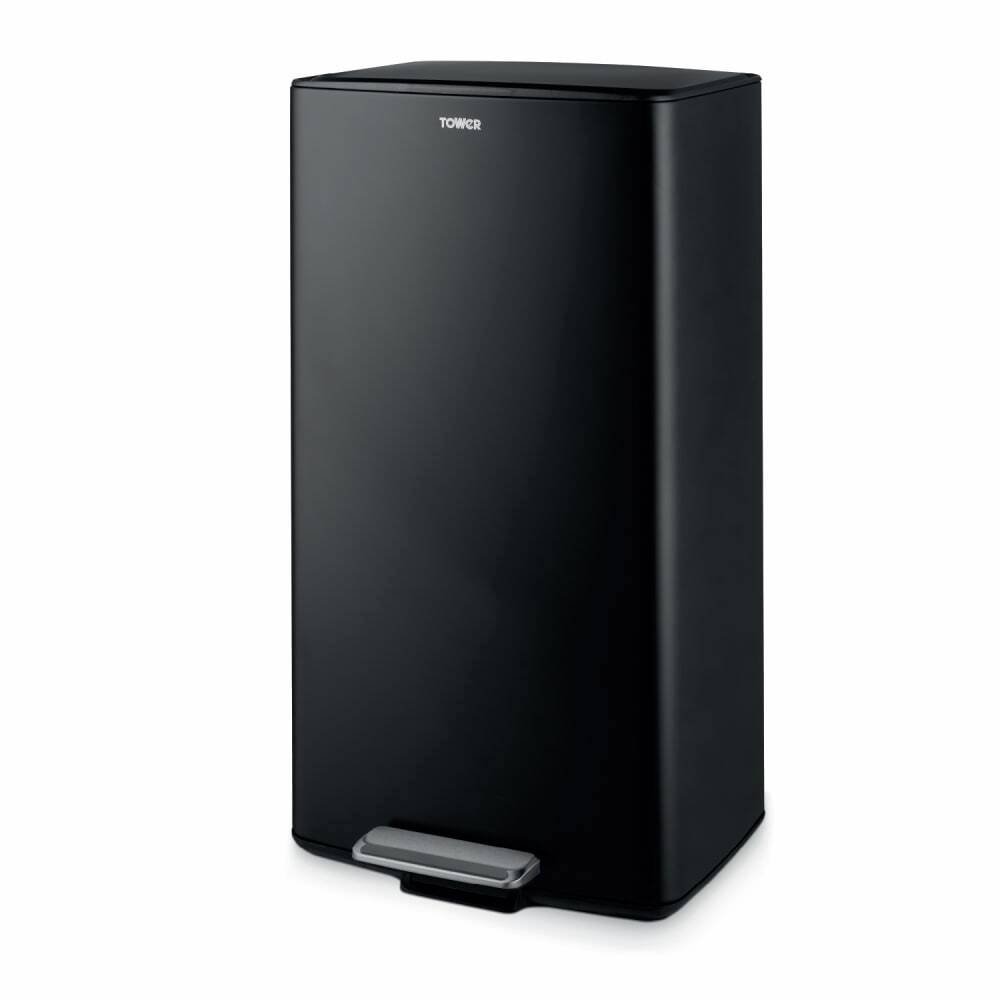 Tower 40 Litre Rectangular Pedal Bin - Black
