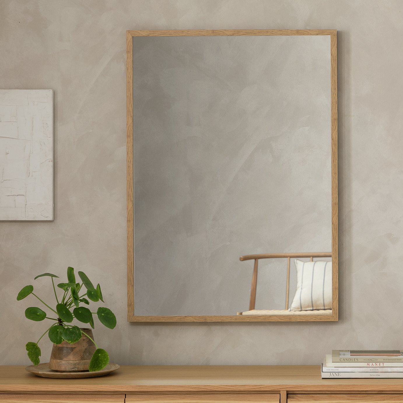  Home Essentials Oak Effect Wall Mirror - 90x65cm