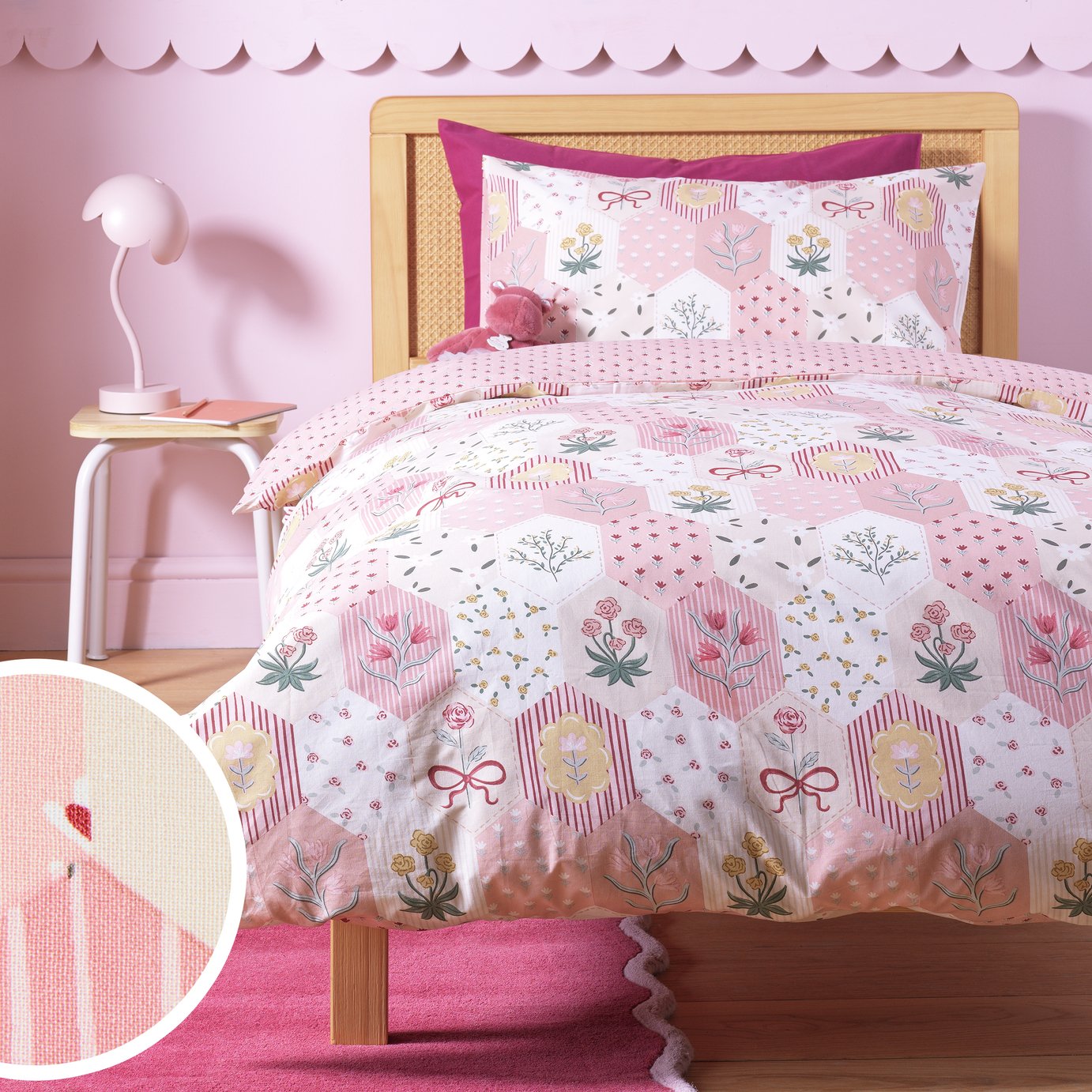 Argos Home Floral Patchwork Pink Kids Bedding Set