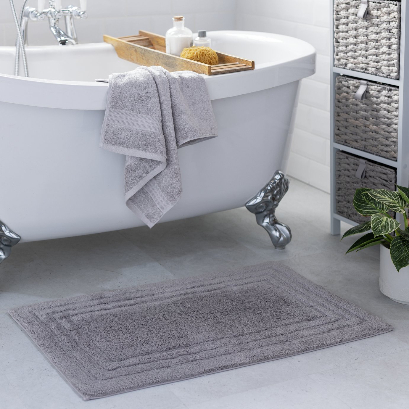 Habitat Deep Pile Bath Mat - Silver