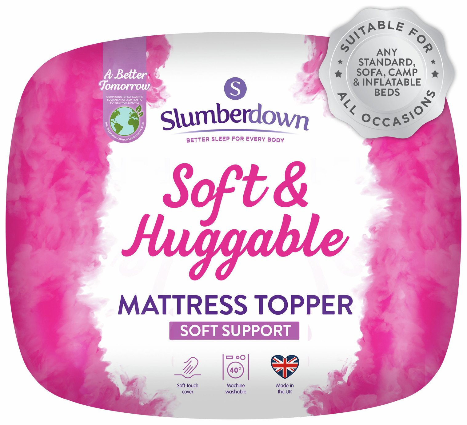 Slumberdown Soft & Huggable 2cm Mattress Topper - Superking