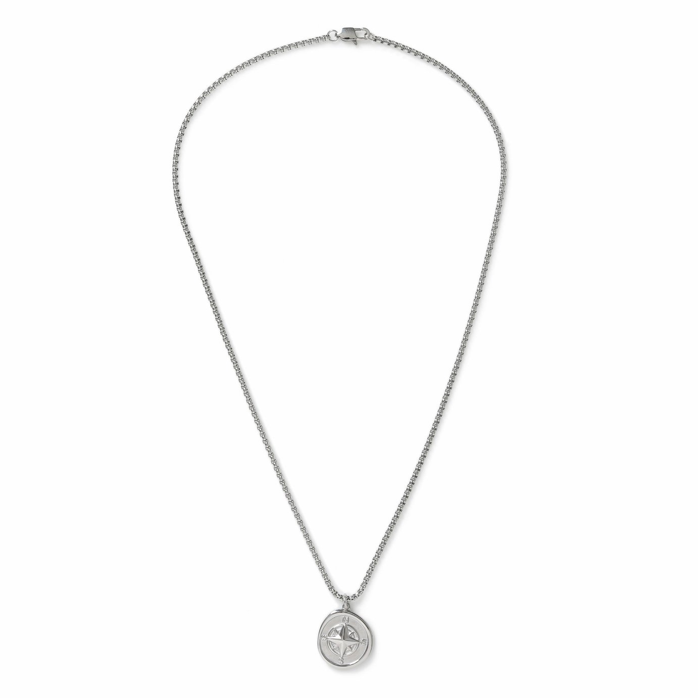 Uncommon Souls Men's Silver Tone Compass Pendant Necklace