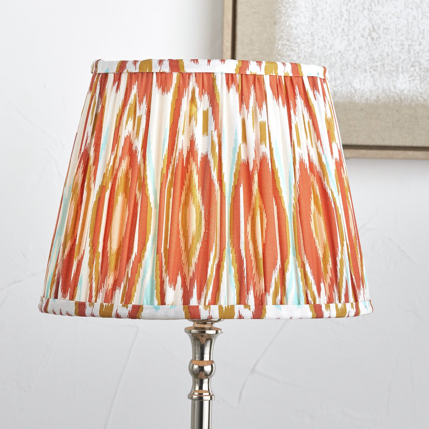 Pacific Izara Cinnamon Ikat Mushroom Pleat Lampshade - 30cm