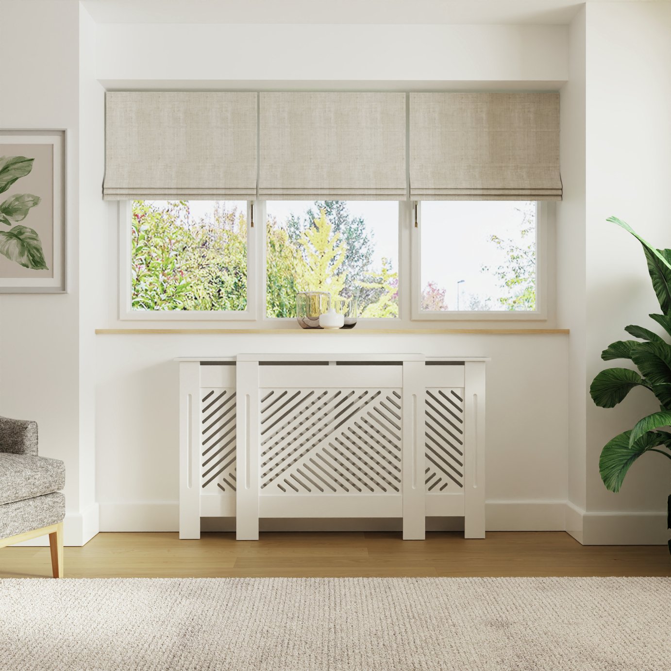 GFW Kobe Adjustable Radiator Cover - White