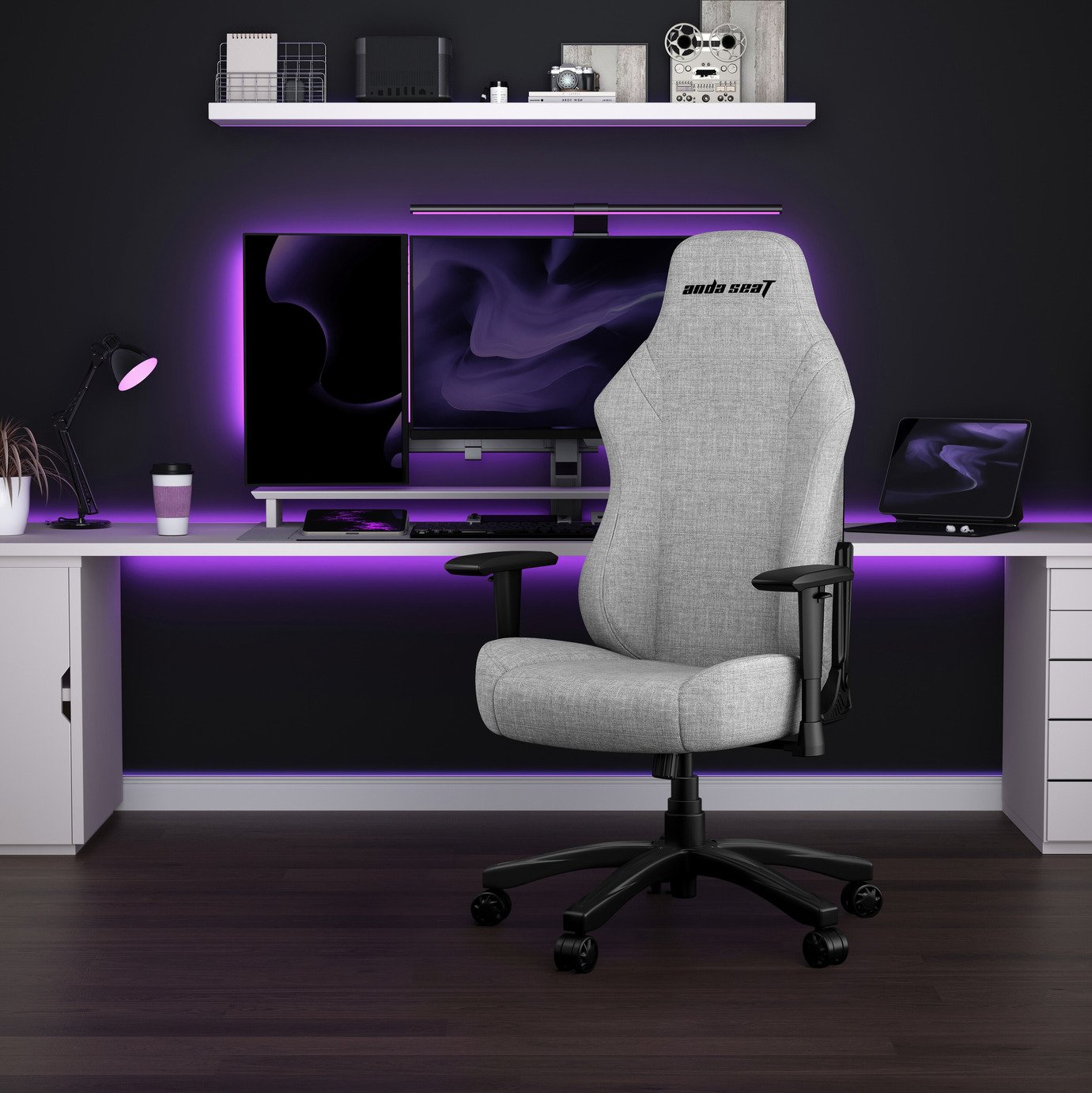 Anda seat Luna Large Ergo Office Gaming Chair - Grey Fab