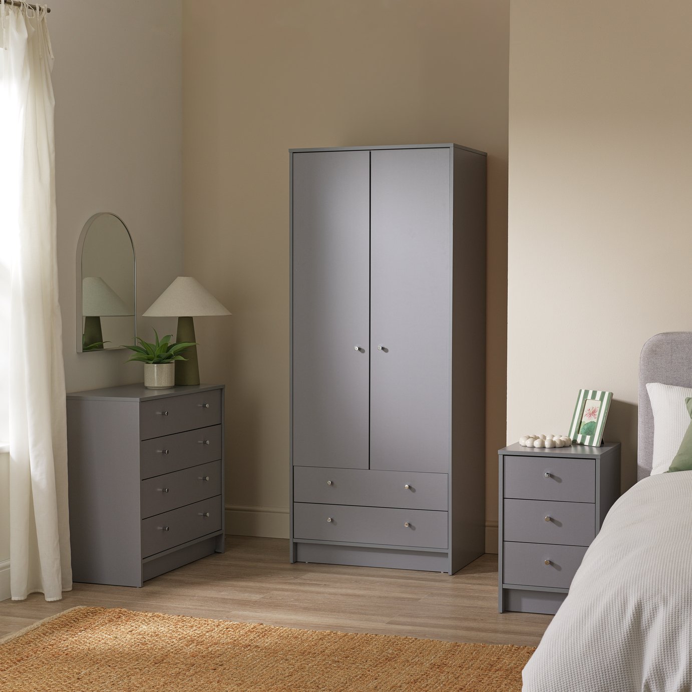 Argos Home Malibu 3 Piece 2 Door Wardrobe Set - Grey