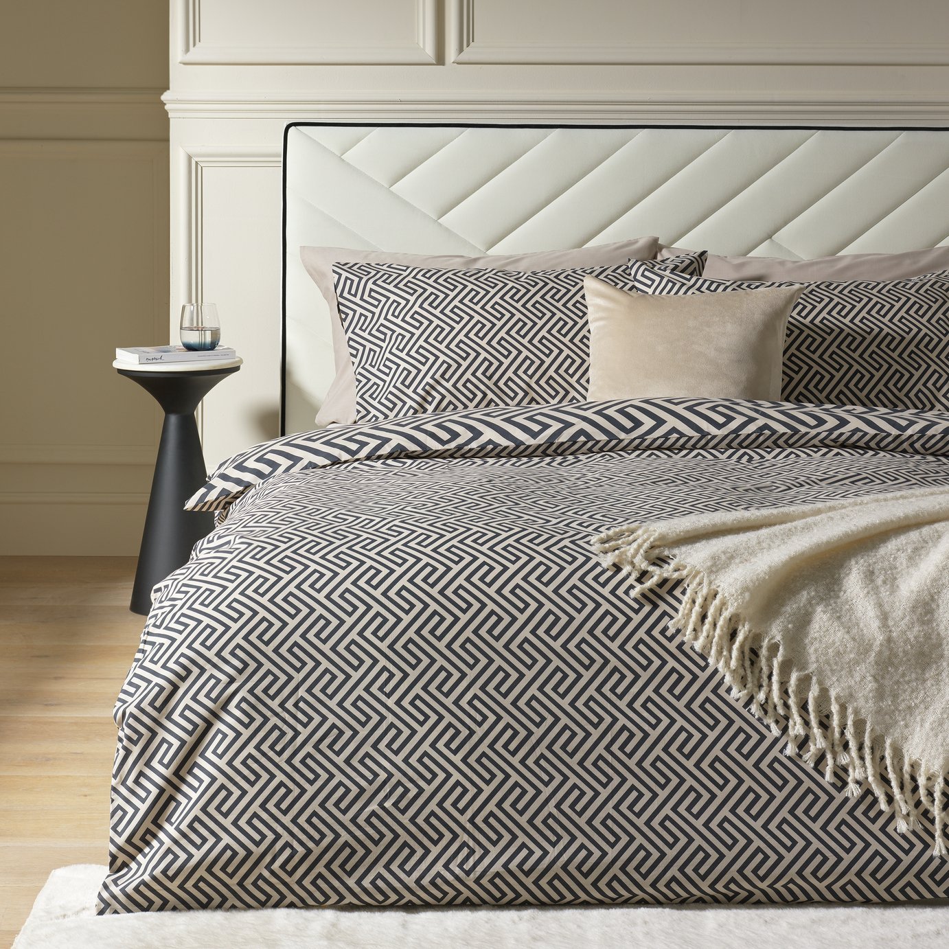 Argos Home Greek Geo Black & White Bedding Set - King size