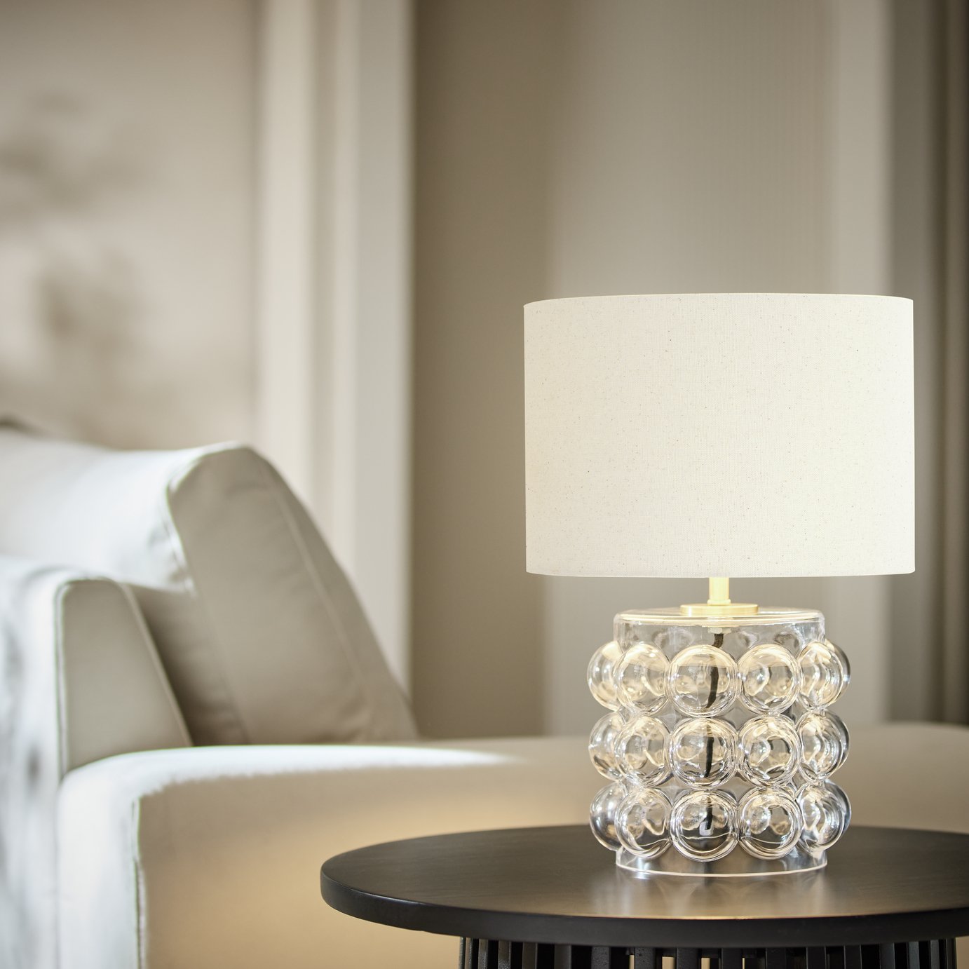 Habitat Glass Bobble Mini Table Lamp - Cream