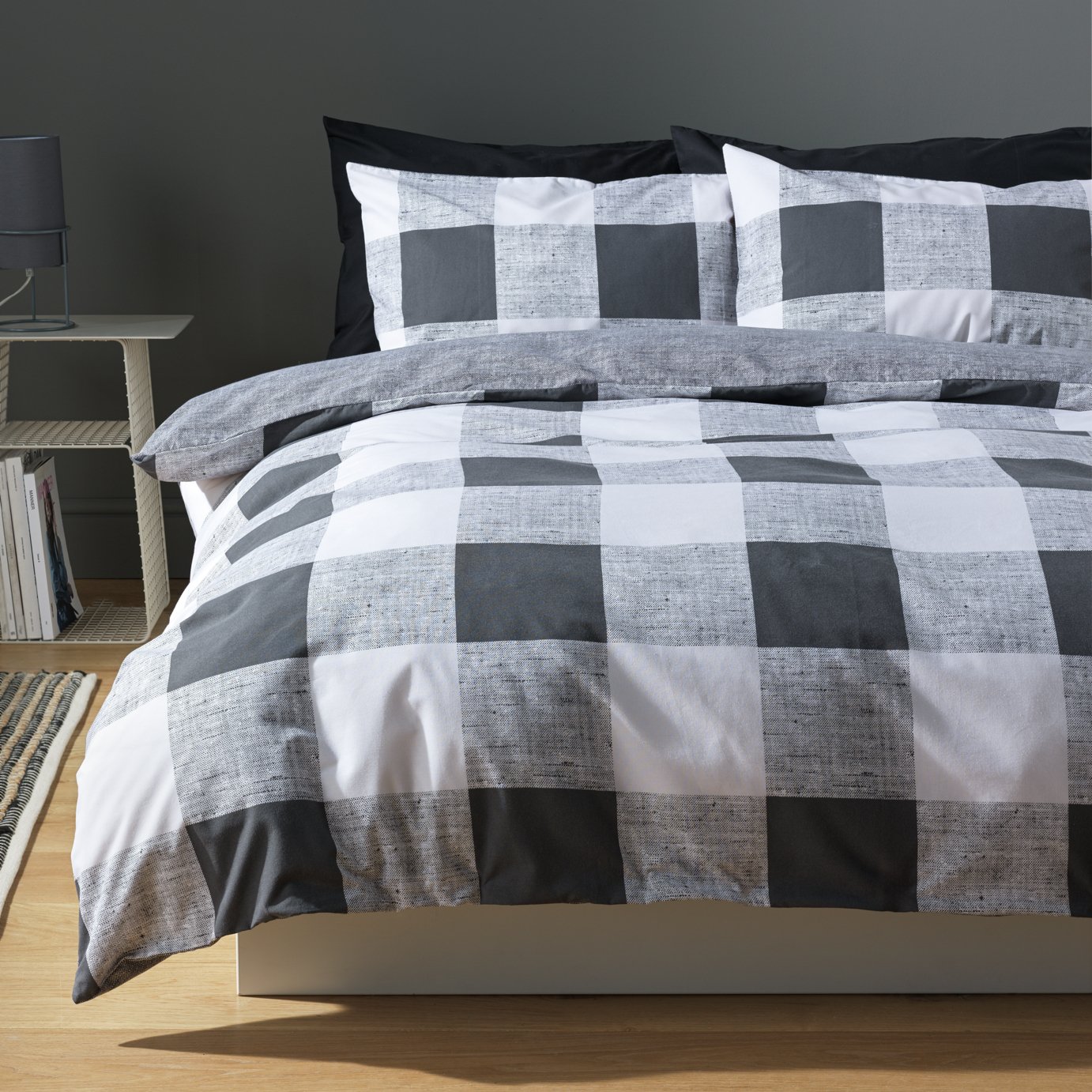 Argos Home Large Gingham Charcoal Bedding Set