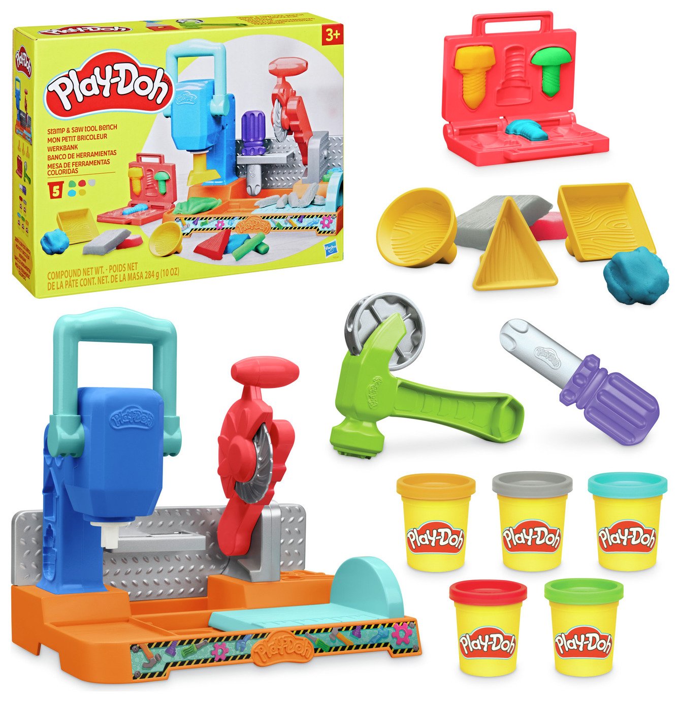 Play-Doh Stamp & Saw Tool Bench with 5 Tubs & 4 Accessories 