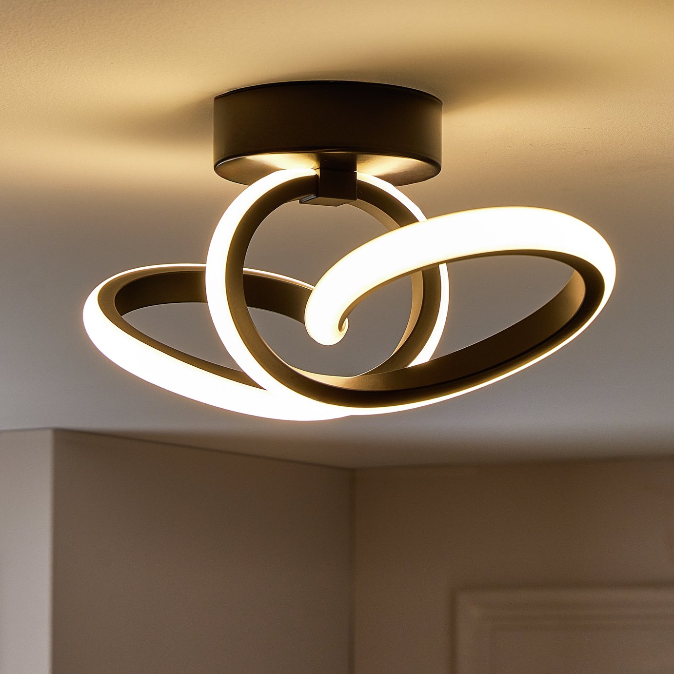 Argos Home Swirled LED Flush Ceiling Light - Black