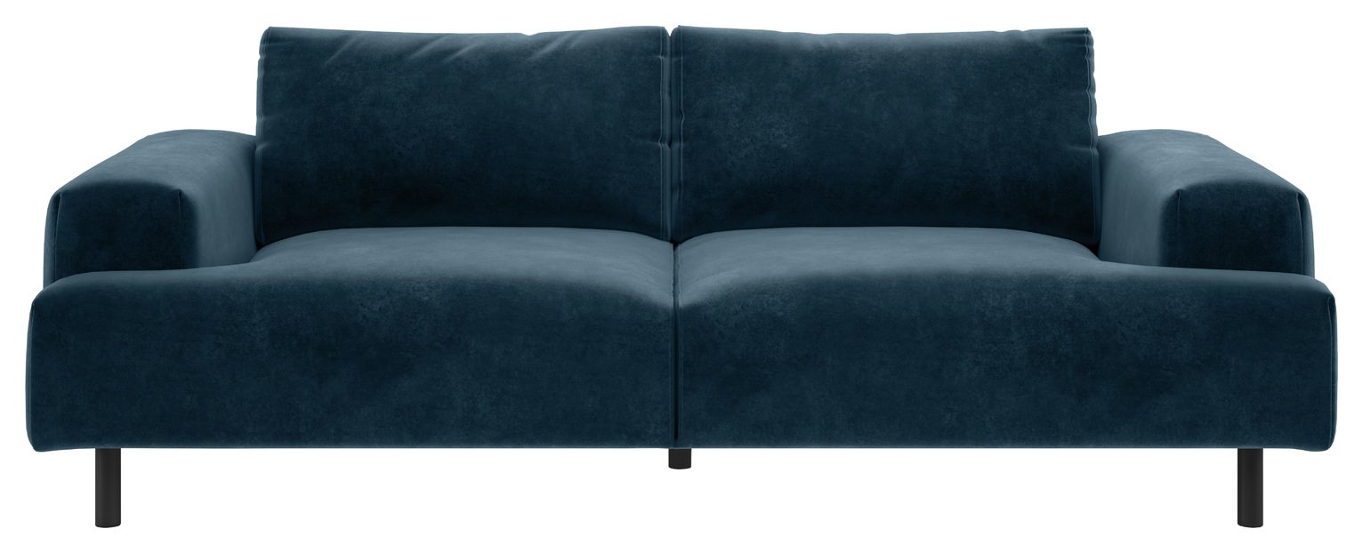 Habitat Julien Velvet 3 Seater Sofa - Navy Blue