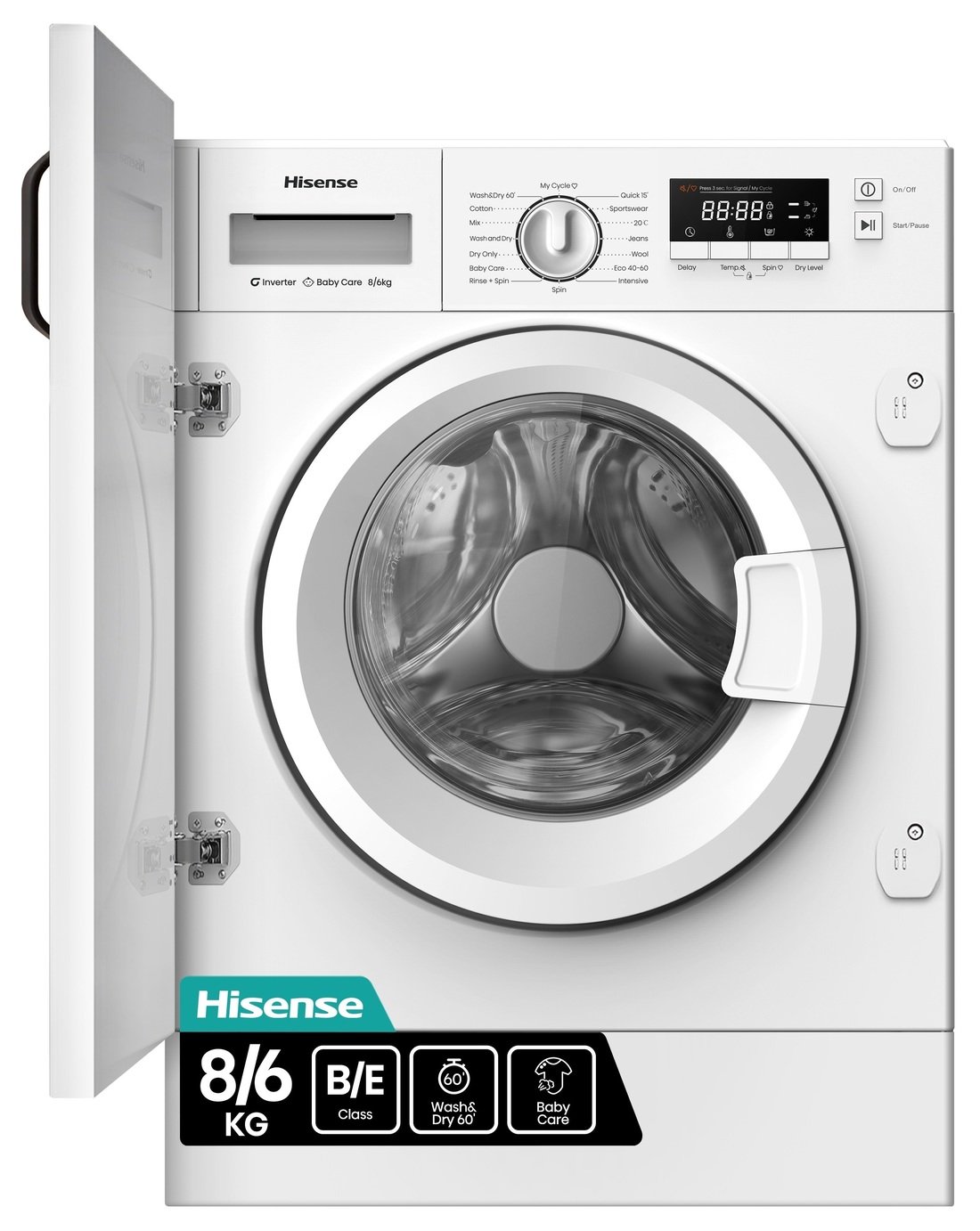 Hisense WD3M841BWI 8/6KG 1400 Spin Integrated Washer Dryer