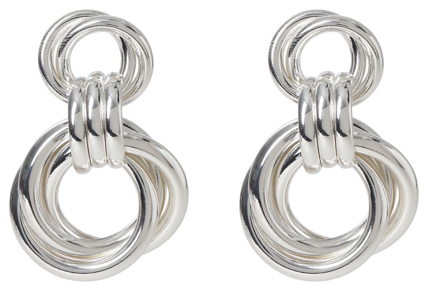 Liars & Lovers Silver Tone Interlocking Rings Drop Earrings