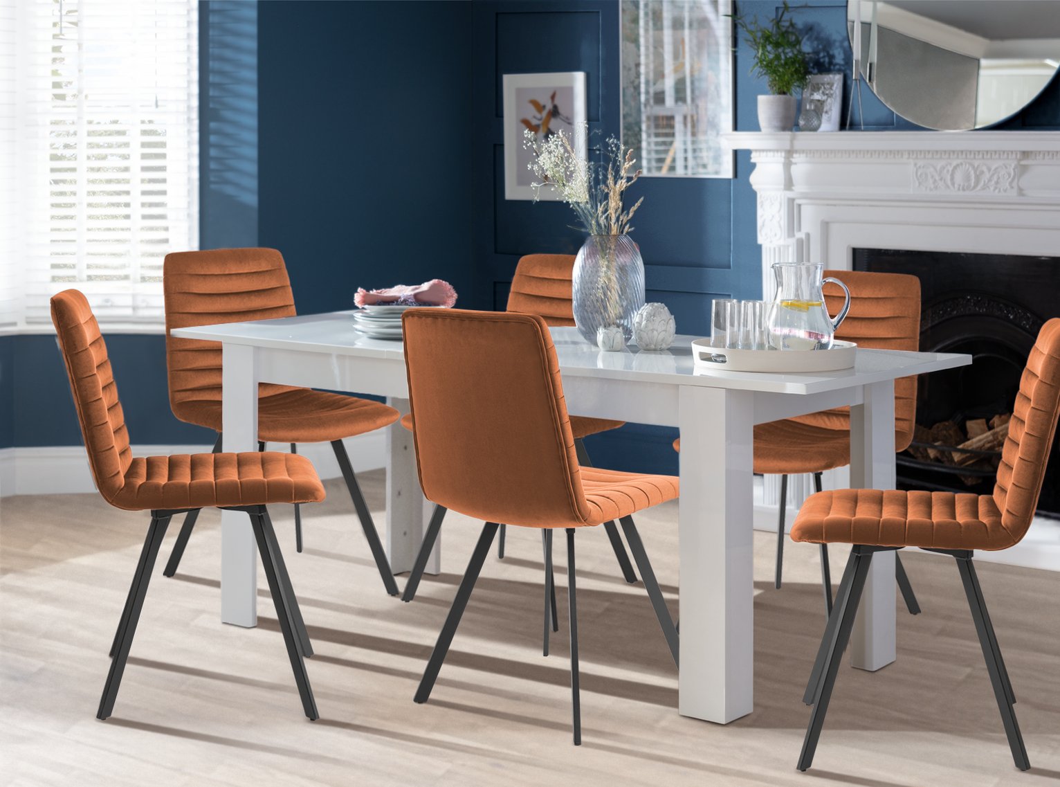 Argos Home Miami Extending White Dining Table & 6 Chairs