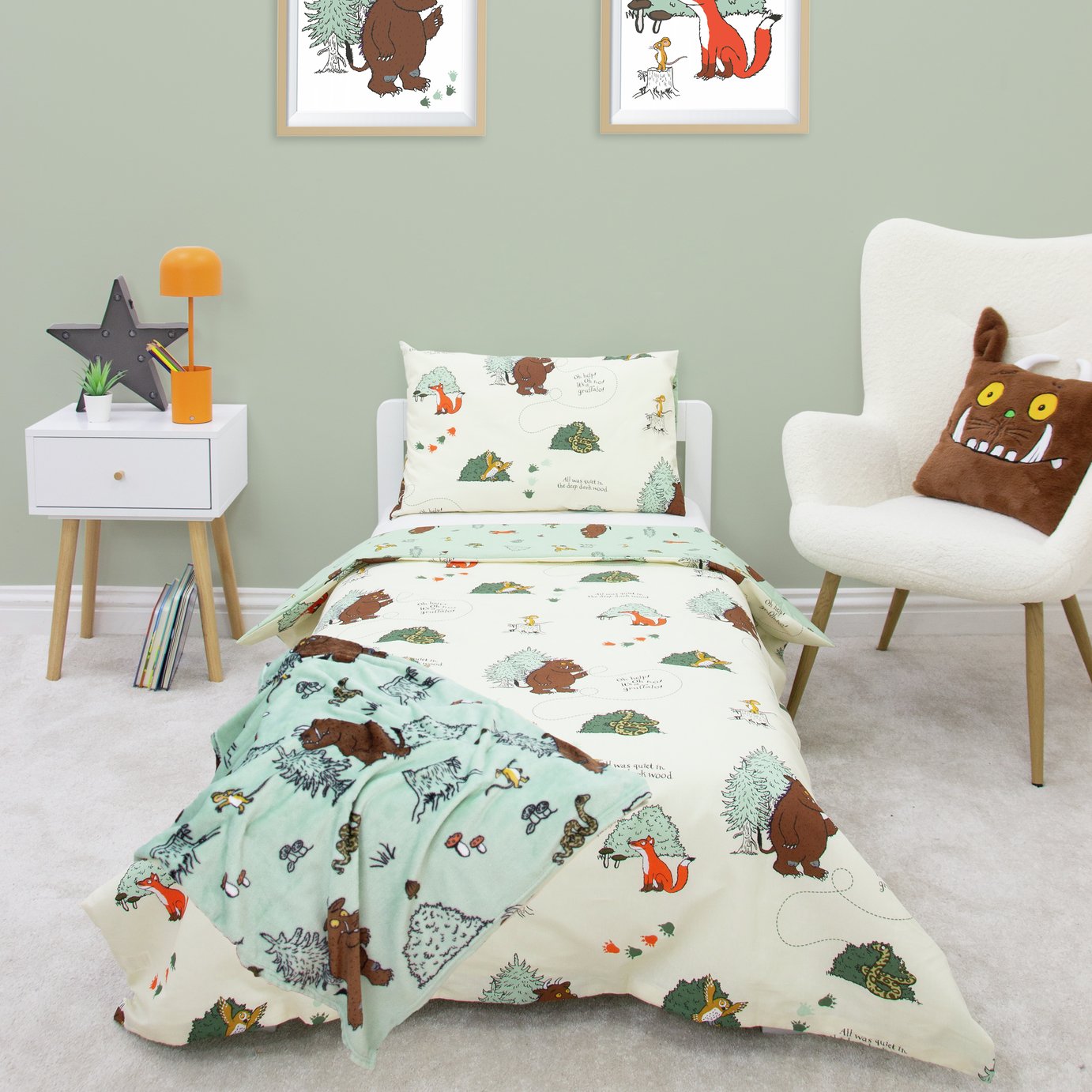 The Gruffalo Kids White & Green Bedding Set