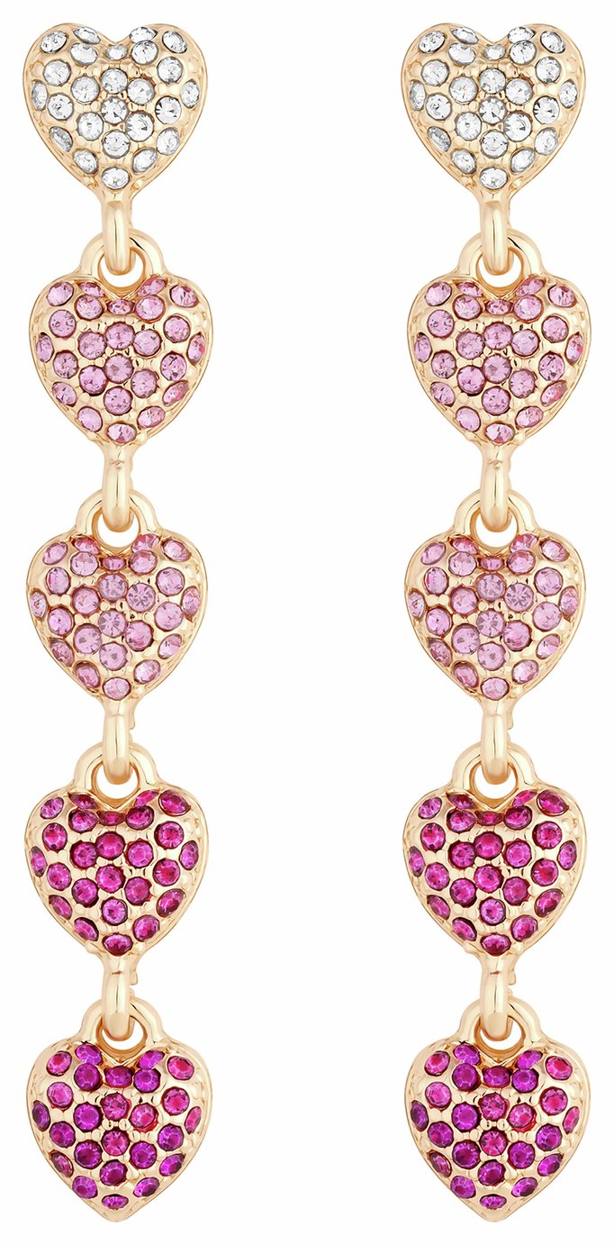 Lipsy Rose Gold Plated Micro Pave Tonal Pink Drop Earrings 