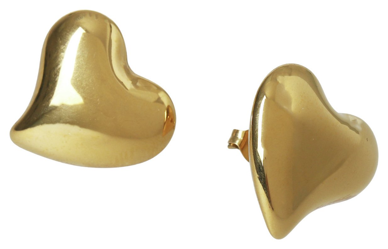 Liars & Lovers Stainless Steel Gold Tone Heart Stud Earrings