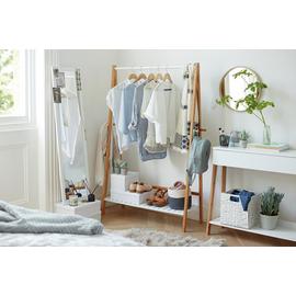 Argos Home Belvoir Clothes Rail with Shelf - Bamboo & White