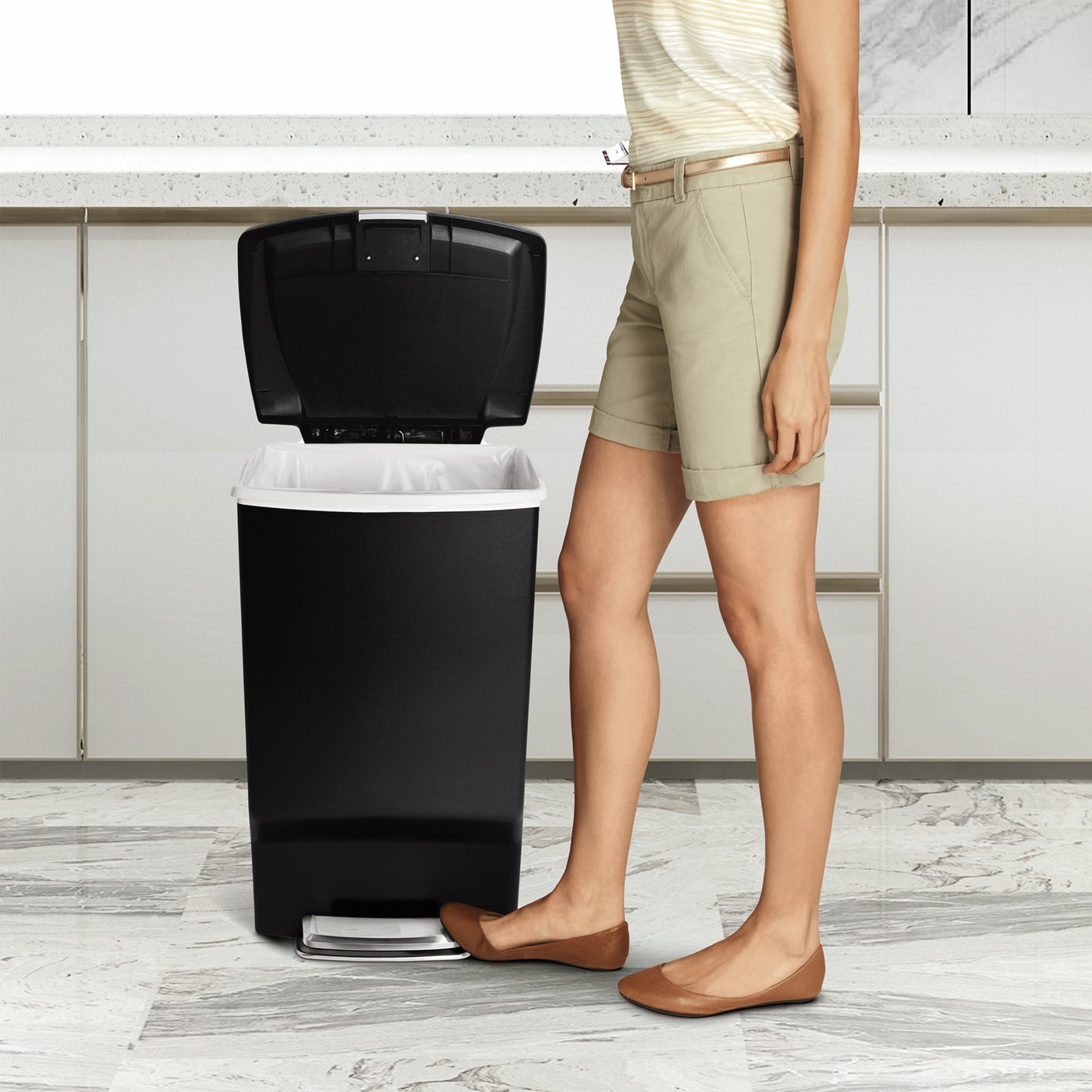 Simplehuman 45 Litre Plastic Rectangular Pedal Bin - Black