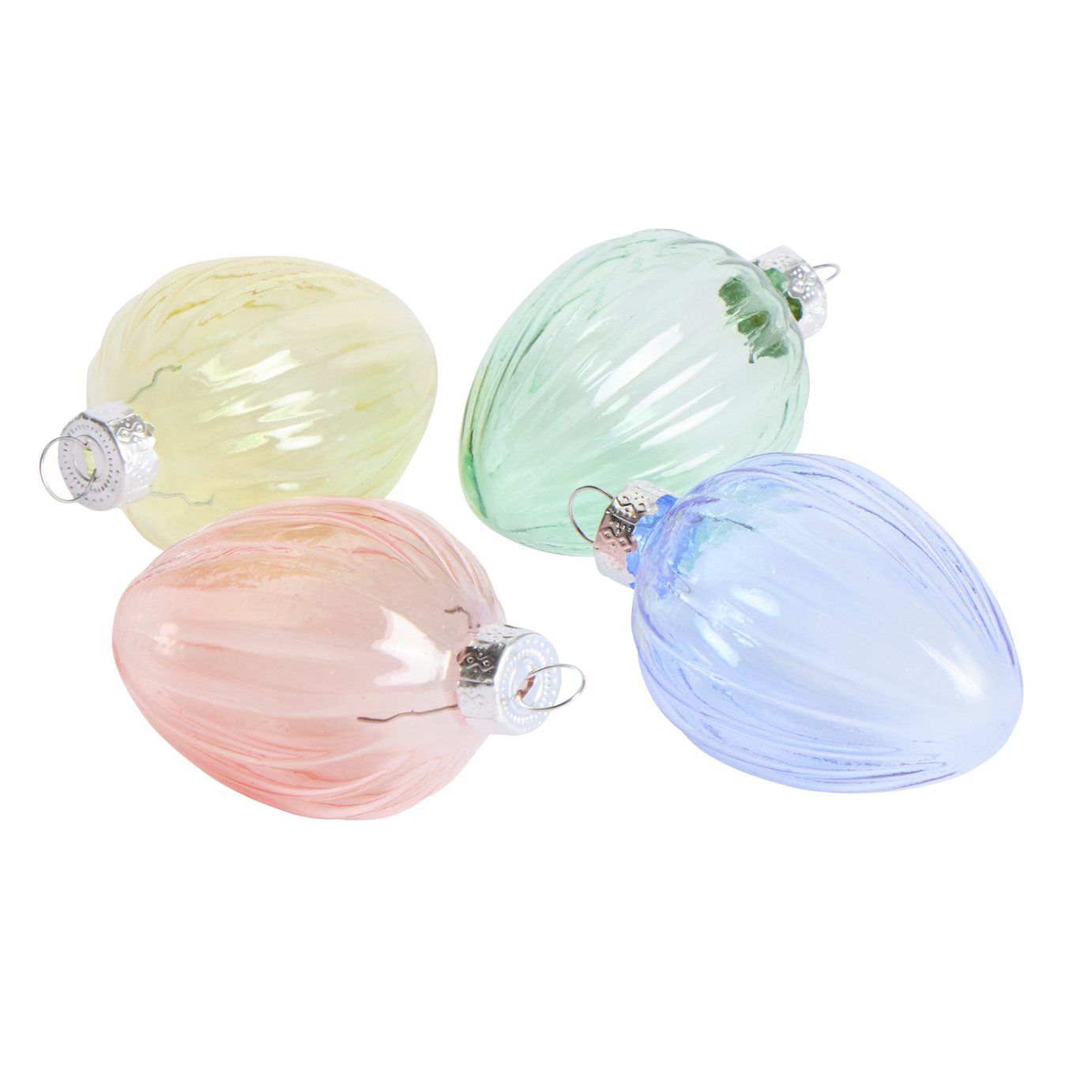 Argos Home Pack of 4 Egg Shapped Glass Hanging Decorations