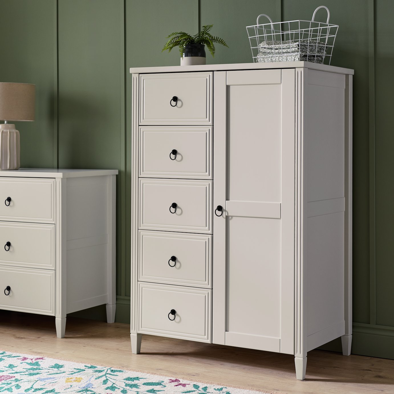 Argos Home Lucie 1 Door 5 Drawer Short Wardrobe - Off White