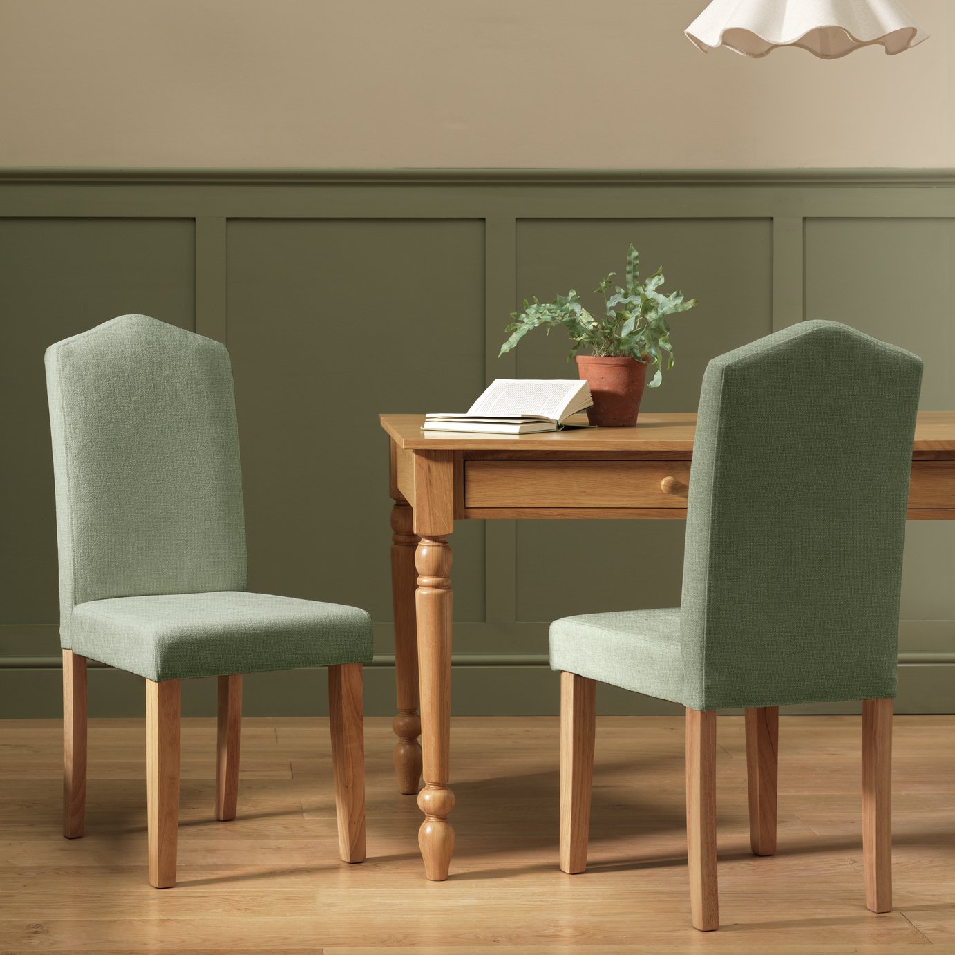 Argos Home Midback Pair of Fabric Dining Chair - Green