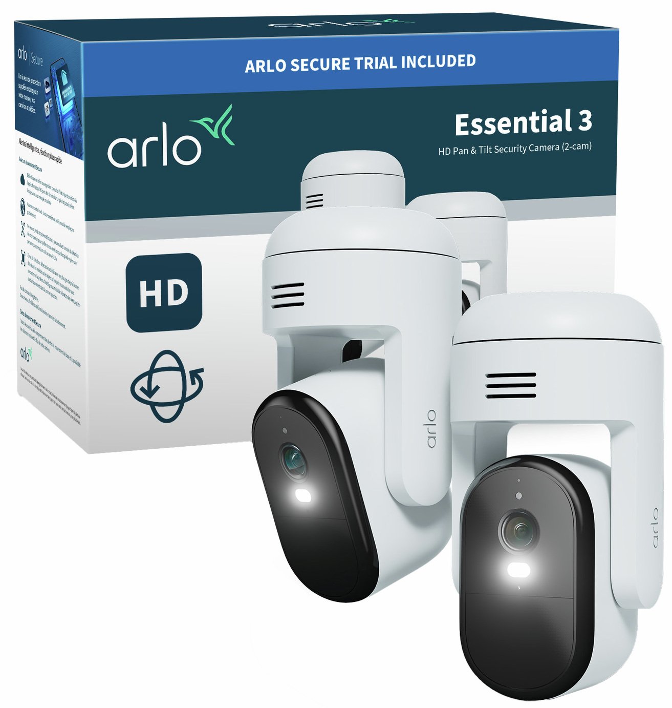 Arlo Essential 3 Pan/Tilt 2K Outdoor Security Camera (2-Cam)