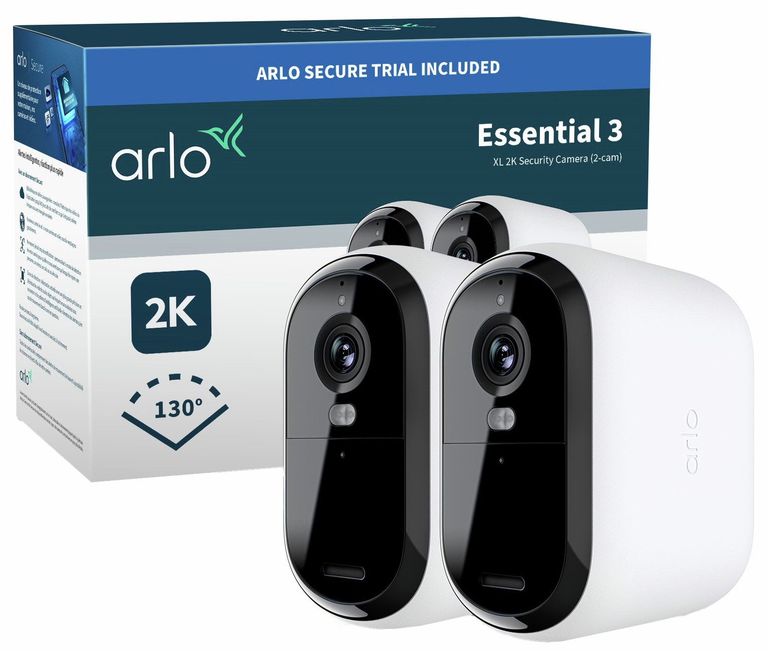 Arlo Essential 3 XL 2K Security Camera - Pack of 2